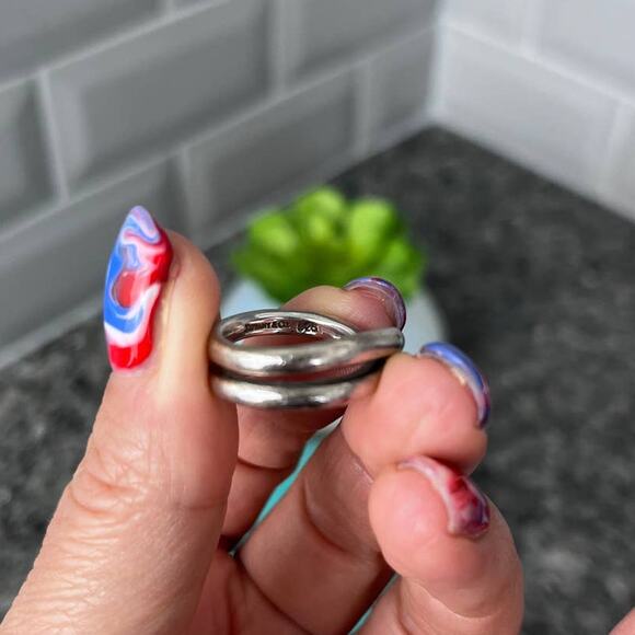 Authentic Tiffany & Co. Silver Paloma Picasso Le Cercle Crossover Ring Sz 5 - Picture 4 of 9